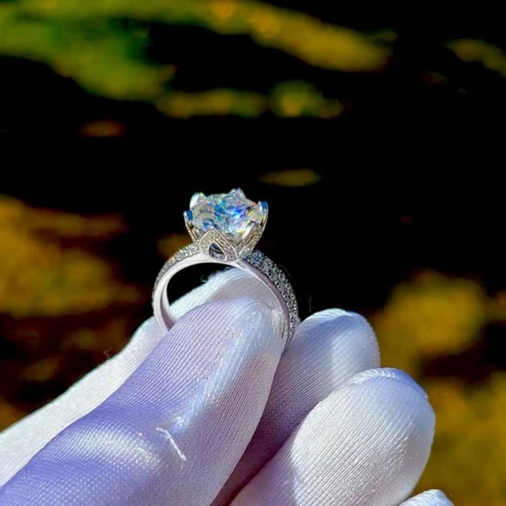 Solid 14k gold 3ct moissanite ring